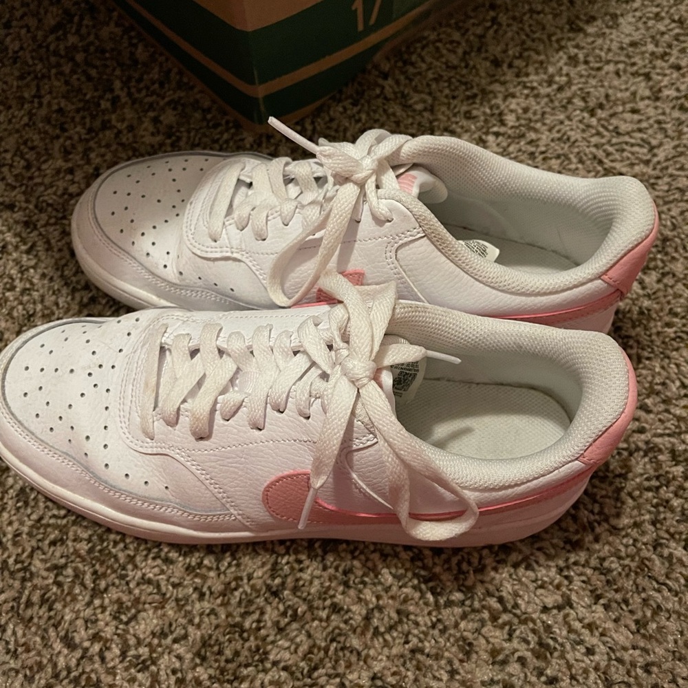 Pink and white Nike air forces